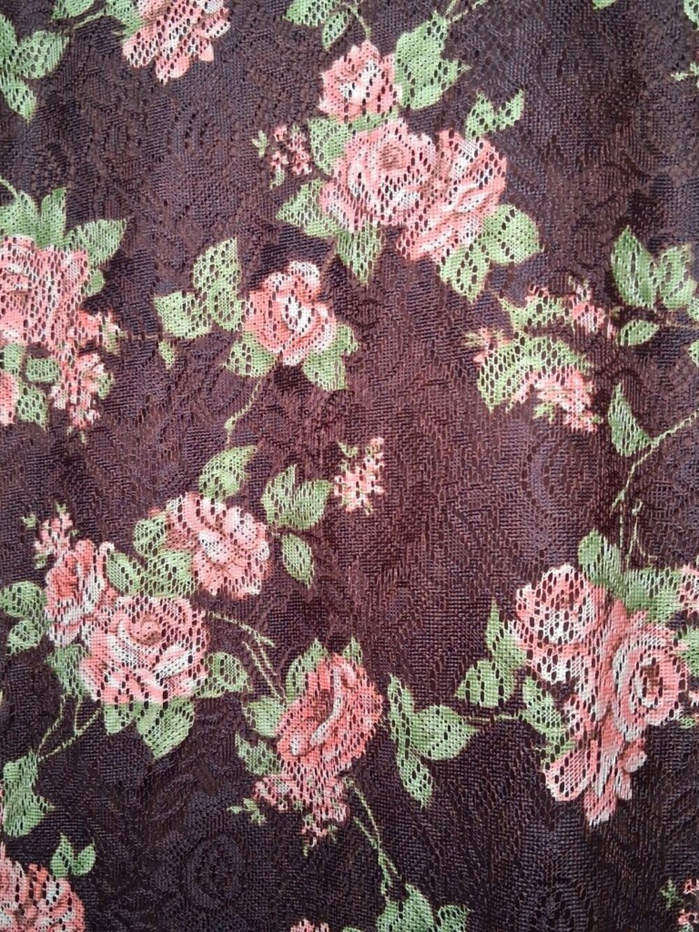 Vintage Y2K First Option Babydoll Top 14/16 Brown Pink Roses Fairy Whimsical - Picture 14 of 16